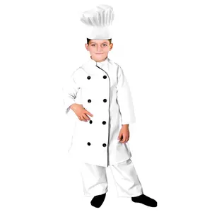 西方现代儿童白色厨师制服拼图角色扮演服装儿童厨师服装