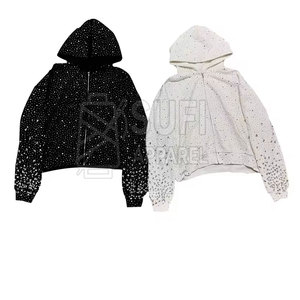 Fabricante de Pakistán, Sudaderas con Pedrería para Invierno, 100% Algodón, Colores y Logotipo Personalizados, MOQ Bajo, Logotipo Personalizado - Product Image 1