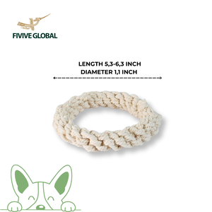 Jouet de traction pour chien en corde de coton à double anneau durable, aide à améliorer la force de préhension, réduit le stress et encourage des habitudes de mastication saines - Product Image 1