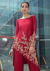 2023 indien/pakistanais lourd Dabka or broderie travail Kurta pantalon taille naturelle dentelle fête-porter pour les mariages fêtes - Product Image 2