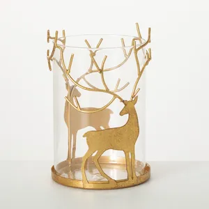 Photophore en verre en métal doré de qualité supérieure décor de mariage bougeoirs photophore pour la maison de luxe Table décorative - Product Image 1