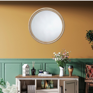 Marco de Madera Redondo Tallado con Acabado Natural para Espejo de Pared para Sala de Estar o Dormitorio, Marco de Madera Estético para Espejo Redondo para Pasillo - Product Image 2