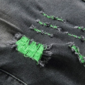 2025 OEM / ODM Distressed Black Men Jean Pants Denim Shorts Solid Color Distressed Denim Plus Size Street Wear with Custom Logo - Product Image 4