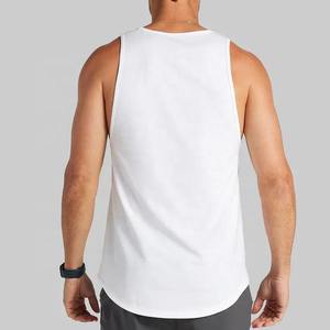 Débardeurs de sport et de course décontractés pour hommes Haut de fitness léger et doux blanc uni en polyester et Spandex avec logo personnalisé - Product Image 3