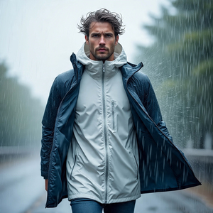 เสื้อแจ็กเก็ตกันลมสำหรับผู้ชายเสื้อแจ็กเก็ตกันฝนน้ำหนักเบาแนวสตรีทกลางแจ้งเสื้อโค้ทกันฝนมีฮู้ด - Product Image 2