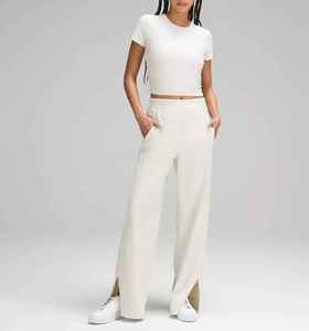 Customized <b>Women's</b> High-Rise Wide-Leg Yoga Pants Stretch Woven Fitness <b>Trousers</b> for Gym & Activewear - Product Image 1