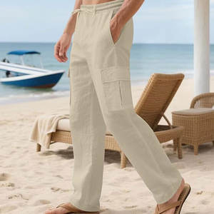 Pantalon cargo léger 100% coton de haute qualité pour hommes, long et décontracté, tactique d'extérieur avec taille moyenne élastique - Product Image 3