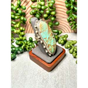 Harold Henio #8 <b>Adjustable</b> Stainless Steel <b>Ring</b> Fashionable Turquoise and Sterling Silver Inlay Bezel Setting Gift - Product Image 2
