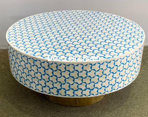 Table basse en bois massif, style moderne rond en noyer, luxe vintage pour salon, décoration intérieure avec rangement, sur mesure OEM - Product Image 4