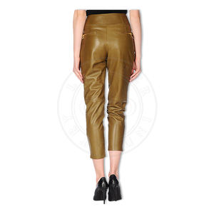 Pantalones de cuero vestido negro para mujer, colección de temporada de moda OEM - Product Image 6