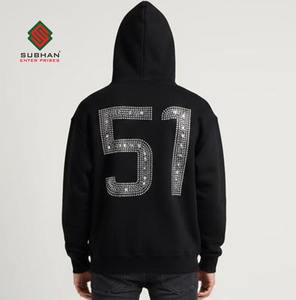 Sudadera con Capucha de Forro Polar Impermeable y Cortavientos para Hombre, con Pedrería Negra de Lujo |   Chaqueta de Invierno Personalizable OEM 100% Algodón - Product Image 5