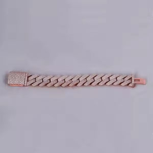 VVS Charity Diamond Cadena de eslabones cubanos Estilo HipHop Collar de hombre chapado en oro rosa Joyería fina Regalo de compromiso de boda - Product Image 2