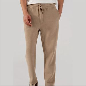 Pantalones de lona informales para hombre, cintura alta elástica, cordón, impermeable, transpirable, Retro, Color sólido - Product Image 1