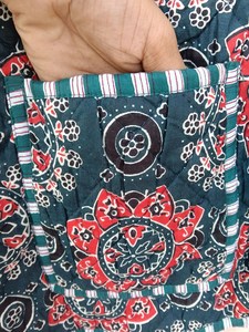 Veste en coton matelassé pour femme avec bloc à la main imprimé fleuri col en V et décoration à rayures à la mode tenue de fête d'été ouverte avec ceinture - Product Image 2