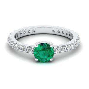 Bague en or massif 14 carats REYES Timeless avec diamant certifié IGI, prix de gros, pierre précieuse émeraude de 0,84 carat, bijoux fins pour femmes - Product Image 1