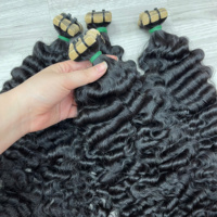 El Mejor Cabello Humano Vietnamita Rizado, Cabello Rizado Birmano con Cinta Invisible SDD, Color Natural