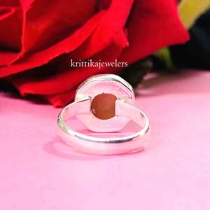 แหวนเงินแท้ 925 สไตล์คลาสสิก ประดับพลอยโรโดโครไซต์ สำหรับผู้หญิง ดีไซน์แบบฝังขอบ สำหรับงานหมั้น งานแต่งงาน งานเลี้ยงฉลองครบรอบ - Product Image 3