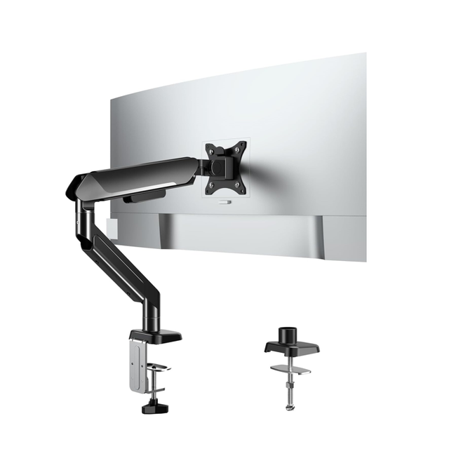 Heavy Duty Full Motion with Clamp Grommet Base Adjustable Gas Spring Monitor Arm Stand Computer Screen Desk Mount VESA Mount