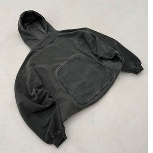 Kangaroo Pocket Hoodie Vintage Mens Pullover Oversized Acid Wash Hoodie Heavyweight Hoodies - Product Image 4