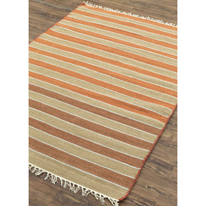 พรมห้องนั่งเล่นอินดัสบาร์ สีแดงและสีส้ม พรมขนสัตว์ทอลายเรียบพร้อมลายทางสำหรับตกแต่งทางเดิน LED-04 รูปทรงสี่เหลี่ยมผืนผ้า - Product Image 2