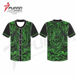 เสื้อเบสบอล OEM เสื้อทีมออกแบบได้ตามที่ต้องการเครื่องแบบมีกระดุมเต็มพิมพ์ลายใส่ได้ทั้งชายและหญิง100% โพลีเอสเตอร์ฟรี - Product Image 1