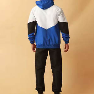 Conjunto de chándal de nailon con cremallera y bordado personalizado, conjunto de chándal para correr, bloques de color de nailon con pantalón de chándal, chándales cortavientos para hombre - Product Image 3