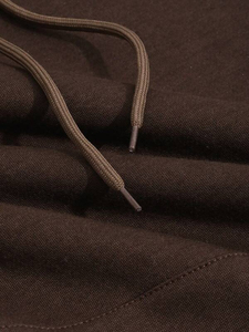 Sweat à capuche surdimensionné pour femme tissé en coton/fibre de bambou marron foncé pull à épaules tombantes sur le devant tenue décontracté d'hiver lourd - Product Image 3