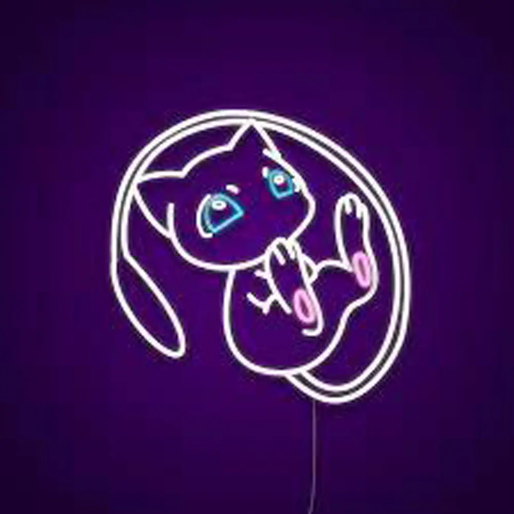 Pokemon psichedelico: Mew LED Neon Sign - Flex Neon per decorazioni giocose. Cattura la luce con i nostri design al Neon personalizzati unici