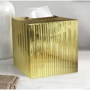 Caja de pañuelos de forma cuadrada de acero inoxidable chapado en oro de diseño elegante, accesorios para servilletas de Royal Home Collection Supplies - Product Image 5