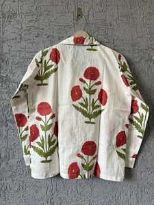 Traje de noche de algodón con estampado de flores rojas de lujo para mujer, pijamas suaves de manga larga, ropa de descanso, conjuntos de pijama de talla grande, informal, Sexy - Product Image 6