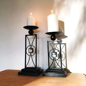 ชุดเชิงเทียนโลหะสีดำสองแบบที่มีเอกลักษณ์เชิงเทียนเหล็กหนาสูงสำหรับตกแต่งบ้านคริสต์มาสวันเกิด - Product Image 5