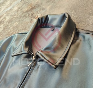 Camisa de cuero con botones de manga corta de alta calidad para hombre - Product Image 2