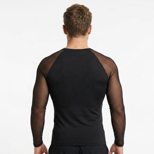 T-shirt de compression personnalisé pour homme à manches longues, en Spandex et Polyester, séchage rapide, avec logo imprimé sur le devant, service OEM - Product Image 3