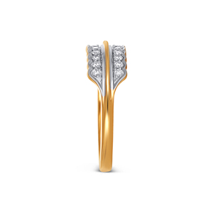Elegant Round Diamond Cluster <b>Ring</b> <b>Crafted</b> in 14K Yellow and White Gold with a Delicate Leaf Motif - Product Image 4