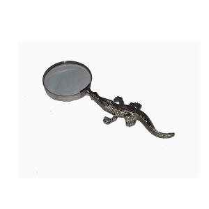Antique Brass Crocodile <b>Magnifying</b> <b>Glass</b> Vintage Handheld Desk & Reading Loupe - Product Image 1