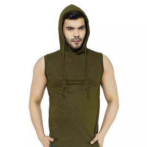 Logotipo personalizado hombres gimnasio Fitness músculo liso en blanco sin mangas Slim Fit sudaderas con capucha gimnasio Hombre Ropa Deportiva camisetas sin mangas - Product Image 5