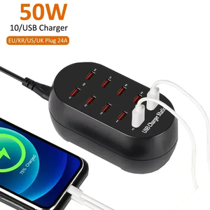 Cargador USB de 10 puertos 100V-240V EU US KR UK Plug Estación de carga USB de escritorio <span class=keywords><strong>para</strong></span> múltiples dispositivos <span class=keywords><strong>iPhone</strong></span> 15 14 <span class=keywords><strong>13</strong></span> Samsung Xiaomi - Product Image 1