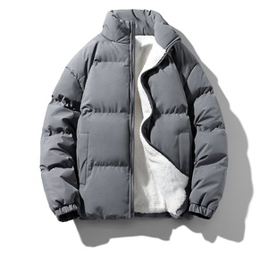 Chaquetas de hombre con cremallera de lana Sherpa interior con cuello levantado de estilo callejero de alta calidad, chaqueta impermeable Parka acolchada transpirable - Product Image 2