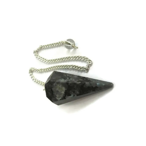 Pendule de larvikite de haute qualité pendule de radiesthésie à cône à facettes en cristal naturel pour pendules de guérison Reiki à vendre - Product Image 1