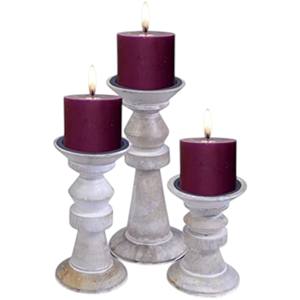 เชิงเทียนไม้วางกลางชุดเชิงเทียนไม้แนววินเทจทรงสูง3ชิ้น - Product Image 6