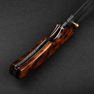 Navaja de bolsillo plegable de acero de Damasco personalizable con cambio de hoja de botón, nuevo mango de madera de grado DIY para acampar al aire libre - Product Image 2
