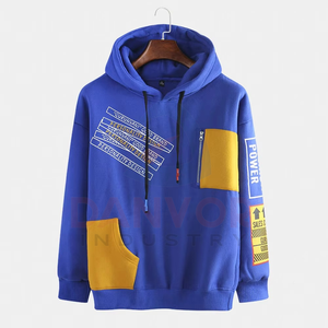 Sweat à capuche en molleton pour homme, simple et tendance, à manches longues, avec poche latérale, impression sérigraphique, technique de lavage - Product Image 1