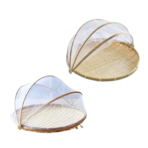 Multi-Use Vietnamese BAMBOO TRAY with <b>Mesh</b> Cover Vietnam Handicraft Export Perfect for Drying, Serving & Storing Food - Product Image 1