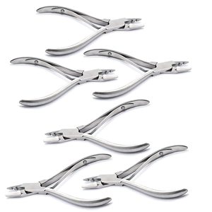Stainless Steel Hair Extension Pliers 2 Holes for Micro Ring <b>Beads</b> Keratin Loop Silver Hair Extensions Styling Tools - Product Image 2