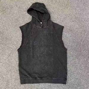 Gilet à capuche pour homme en coton respirant de haute qualité, sans manches, taille plus, logo personnalisé, pour la musculation, la remise en forme, la course à pied - Product Image 4