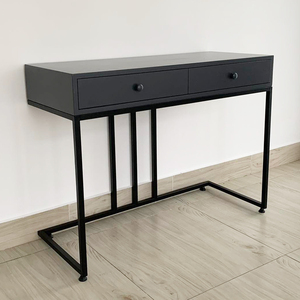 Commode minimaliste en chêne avec miroir et structure en MDF, pieds en fer 100x40cm, mobilier de maison - Product Image 5