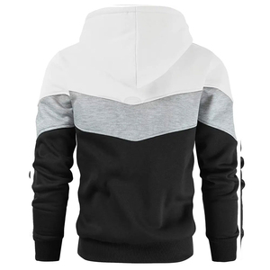 Sweat-shirts à capuche en coton mélangé grande taille en gros, basiques, noir et blanc, à blocs de couleur, pull-over uni, motif uni pour hommes - Product Image 4