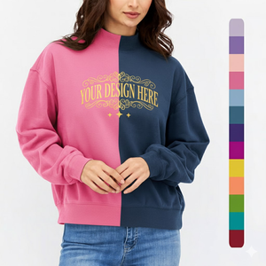 Sweat-shirt molletonné à col montant pour femme, séchage rapide, mélange polyester/coton écologique, coupe ample, décontracté, pour l'hiver - Product Image 5