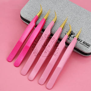 Pinzas de Extensión de Pestañas con Punta de Fibra de Alta Calidad, Punta Larga, Agarre de Diamante, Color Rosa, Herramienta para Artistas de Pestañas - Product Image 3