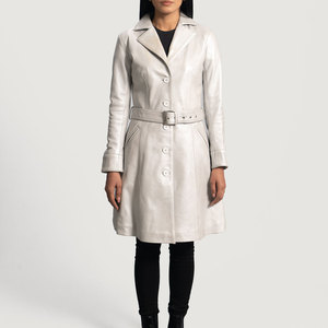 Abrigo de cuero genuino para mujer con botón cubierto impermeable 100% forro de poliéster ropa de abrigo de invierno informal - Product Image 4